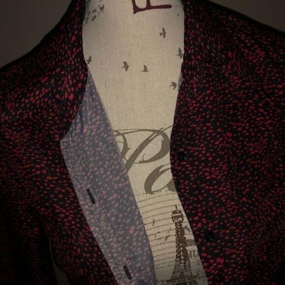 Mossimo Red & Black Button Up Blouse - Picture 3 of 5
